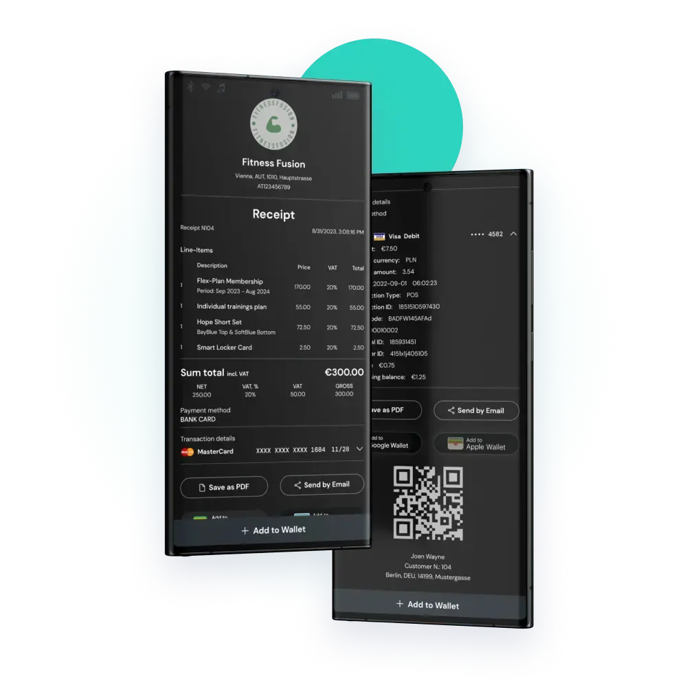 Mobile phones with e-receipts on them: compliant and fast to integrate