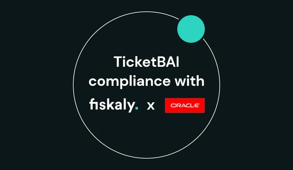 Text 'Ticketbai compliance with fiskaly and Oracle'