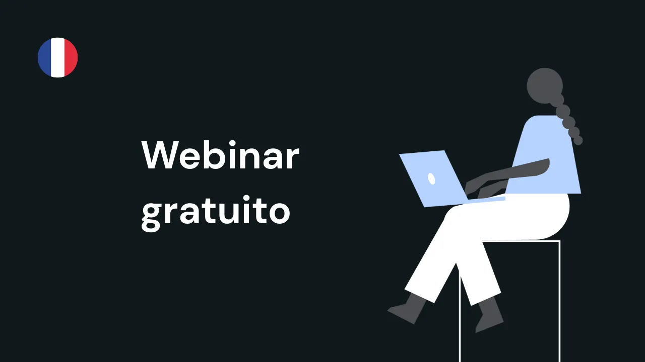 Ilustración con el estilo visual de fiskaly para anunciar un webinar gratuito.